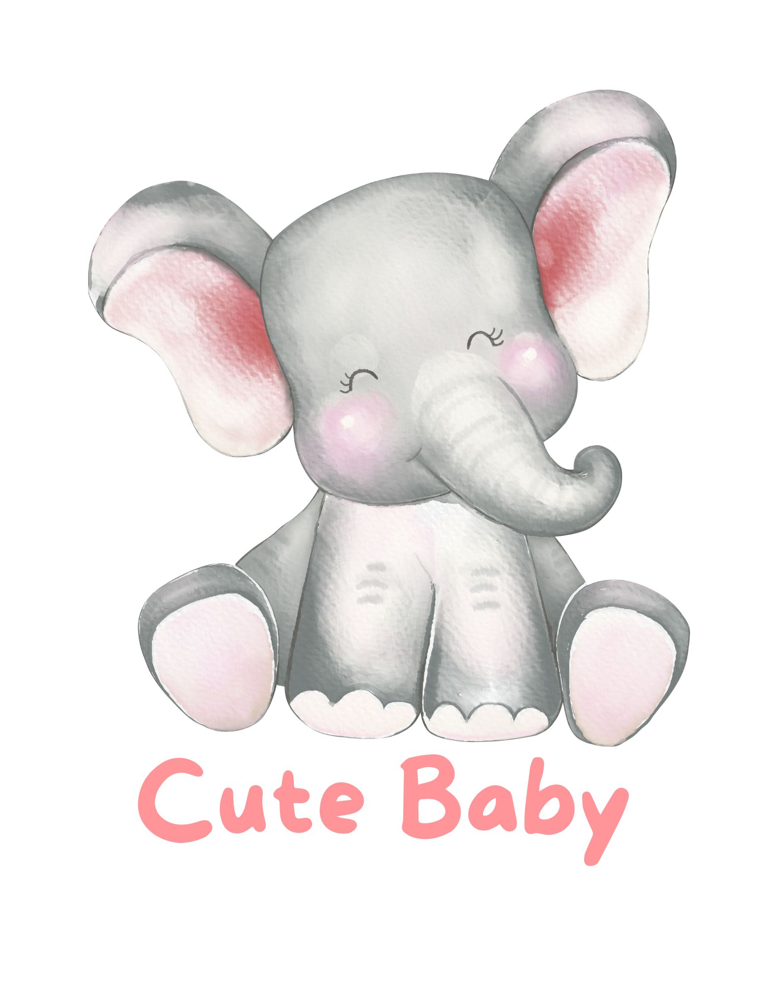 Blue Yellow Illustration Cute Elephant T-Shirt Print
